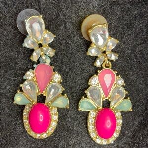 Elegant Pink and Gold Drop Earrings